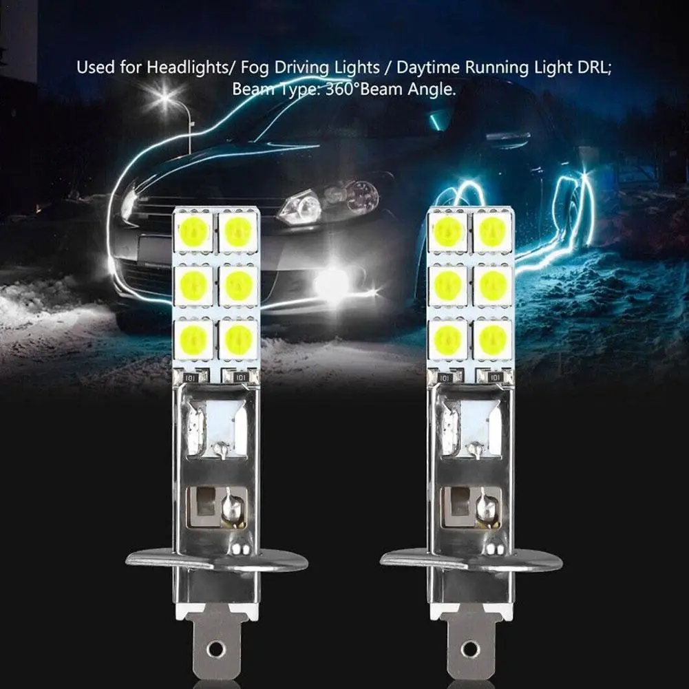 

4 шт., Автомобильные светодиодные лампы H1, 6000K, 12SMD, 5050, 12-24 В
