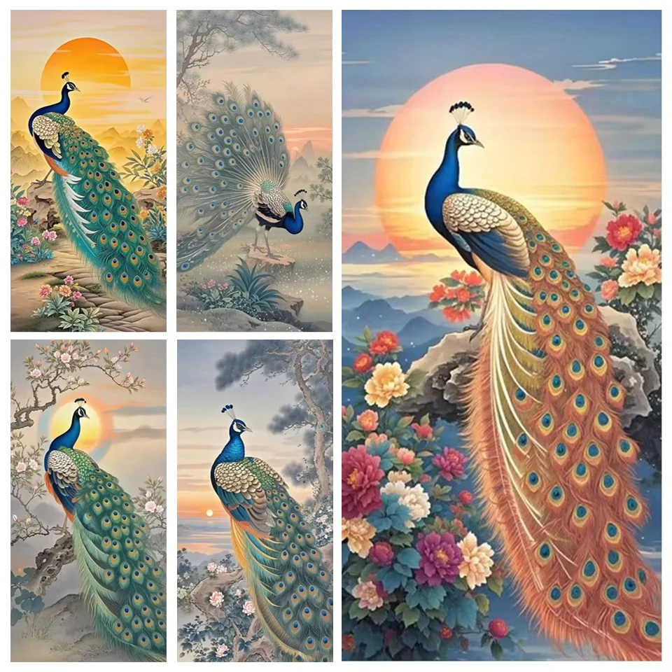 5D DIY алмазная живопись комплект животных великолепный павлин китайский стиль