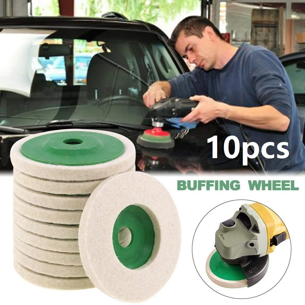 10pcs Wool Polishing Wheel Beige Buffing Pads Abrasive Tools Grinding Angle Grinder Wheel Felt Polisher Disc Hardware Tools