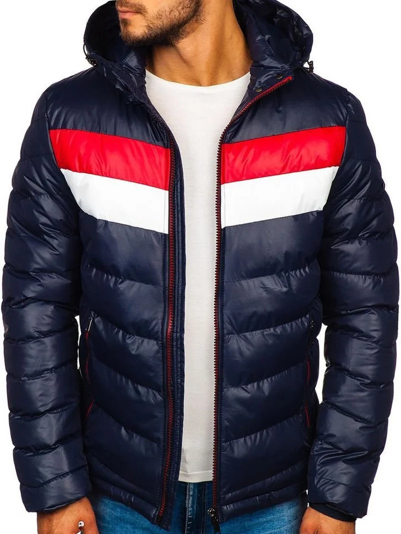 

men's fashion double color matching cotton jacket with hood