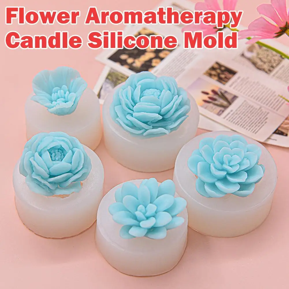 

3D DIY Flower Candle Molds Plant Aromatherapy Scented Silicone Mold Rose Resin Mold Violet Soap Mold Candle Making Tools
