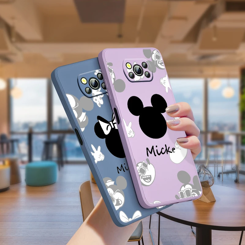 

Mickey Minnie Art Disney For Xiaomi Poco X3 NFC F3 GT X2 M4 M3 M2 Redmi 9A Note 10S 10 9 Pro Liquid Silicone Rope Phone Case