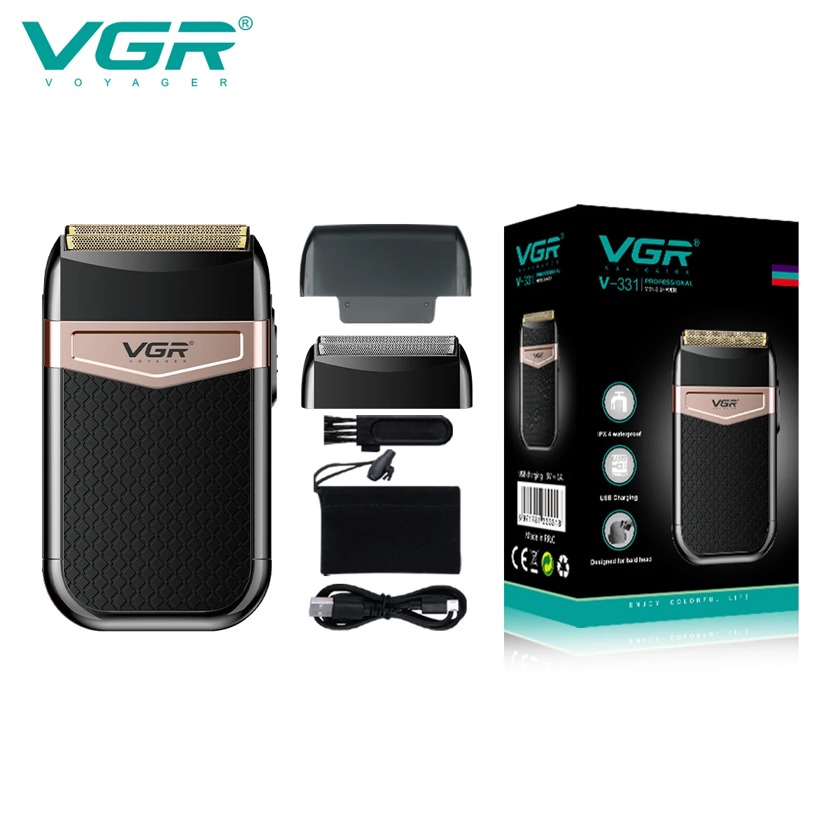 

VGR Face Shaver Professional Hair Trimmer Mini Beard Shaver Electric Rechargeable IPX4 Waterproof Shaver Machine for Men V-331