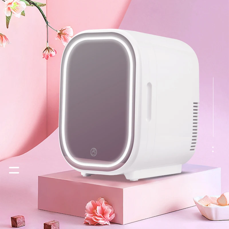 

8L Mini Makeup Fridge with LED Light Mirror Portable Skincare Preservation Beauty Refrigerator for Car Home Use High Quality