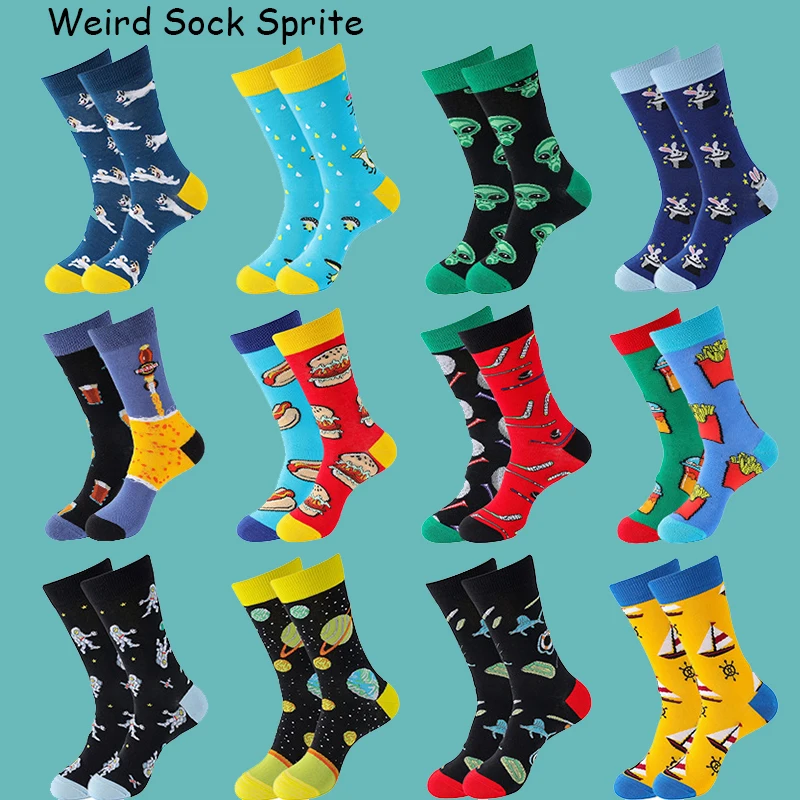 

2022 New Colorblock Printing Market Trend Personality Casual Versatile Comfortable Men's Socks