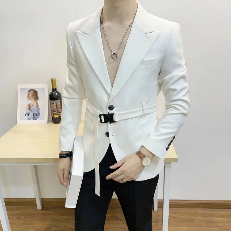 

Приталенный элегантный Молодежный Простой повседневный блейзер для покупок Модный высококачественный трендовый пиджак для ночного клуба мужской корейский деловой костюм