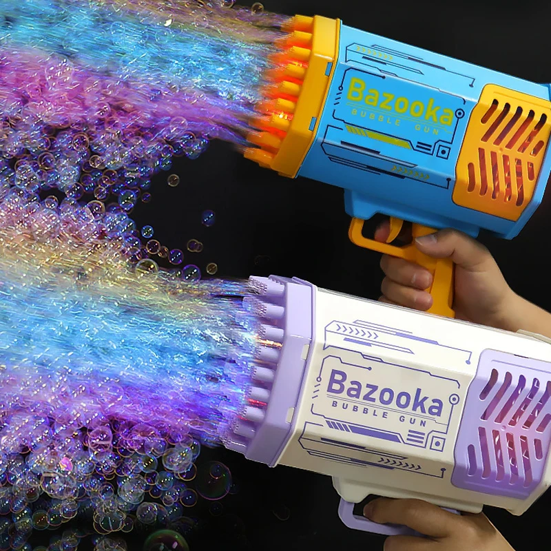 

Galtin Bubble Gun 69 Holes Automatic Rainbow Rocket Boom for Kid Light Up Music Bubble Machine Party Supplies for Birthday Gift