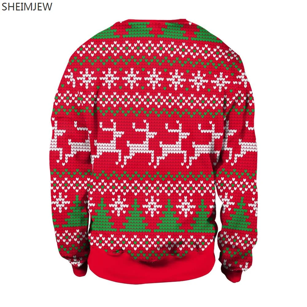 Свитшот Рождественский Повседневный с длинным рукавом и круглым вырезом