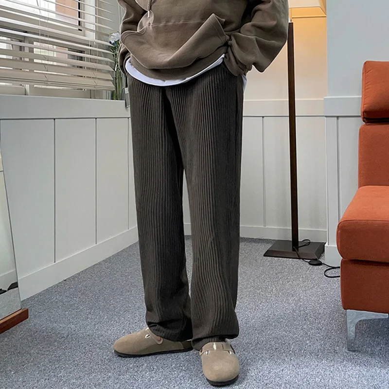 

Мужские Плиссированные брюки, повседневные осенние корейские прямые свободные брюки с широкими штанинами, модель 2023 года, однотонные модны...