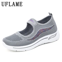 summer women sport shoes lightweight cloth flat shoes soft sole elderly ladies casual shoes breathable mesh outdoor walking shoe