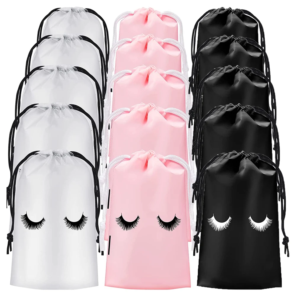 

30Pcs Lash Bag Reusable Eyelash Aftercare Bags Plastic Toiletry Eyebrow Lipstick Makeup Pouch Drawstring Cosmetic Travel Tools