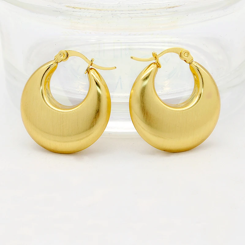 

Small Hoop Earrings For Women Free Shipping Stainless Steel Gold Plated 27mm Round Circle Punk Unisex Rock Jewelry