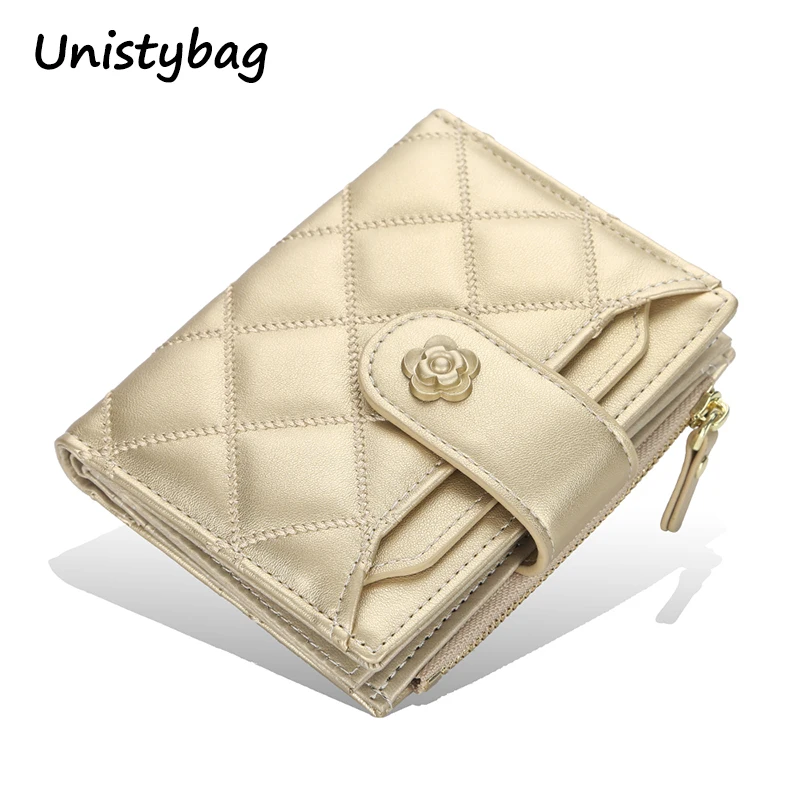 Unistybag Women Wallet Small Slim Coin Pocket Fashion Card Holder Female Money Bag Luxury Purses Zipper Hasp Flower Wallets