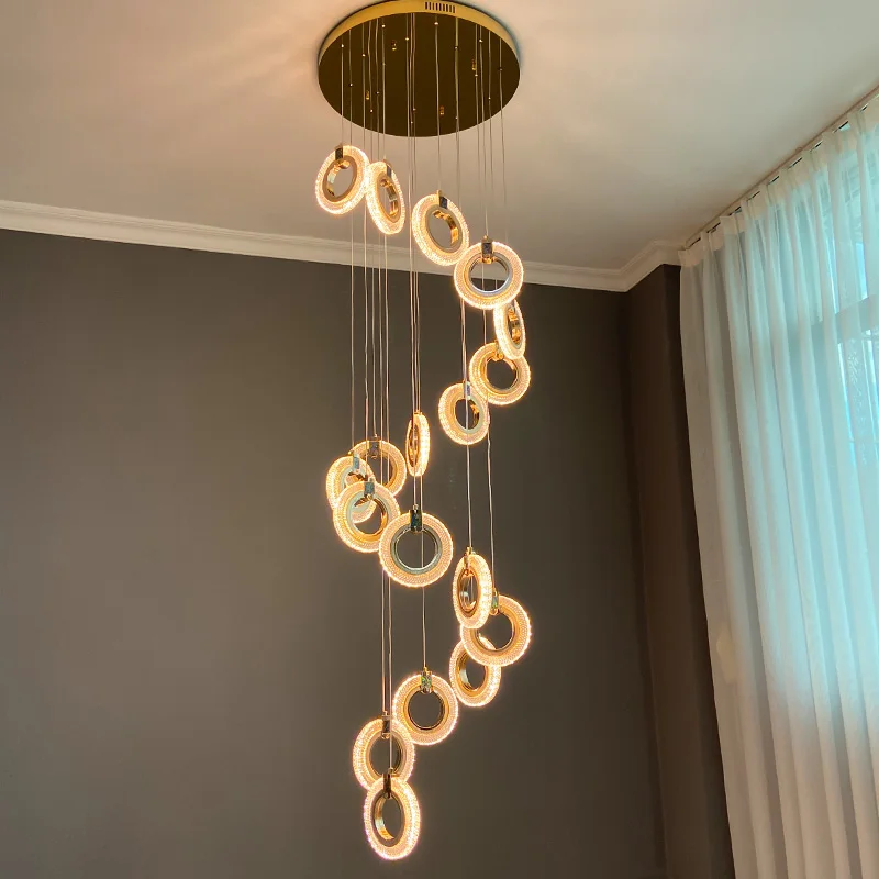 

Compound attic acrylic chandelier living room dining room stair lamp decoration exhibition hall industrial rope Chandelier