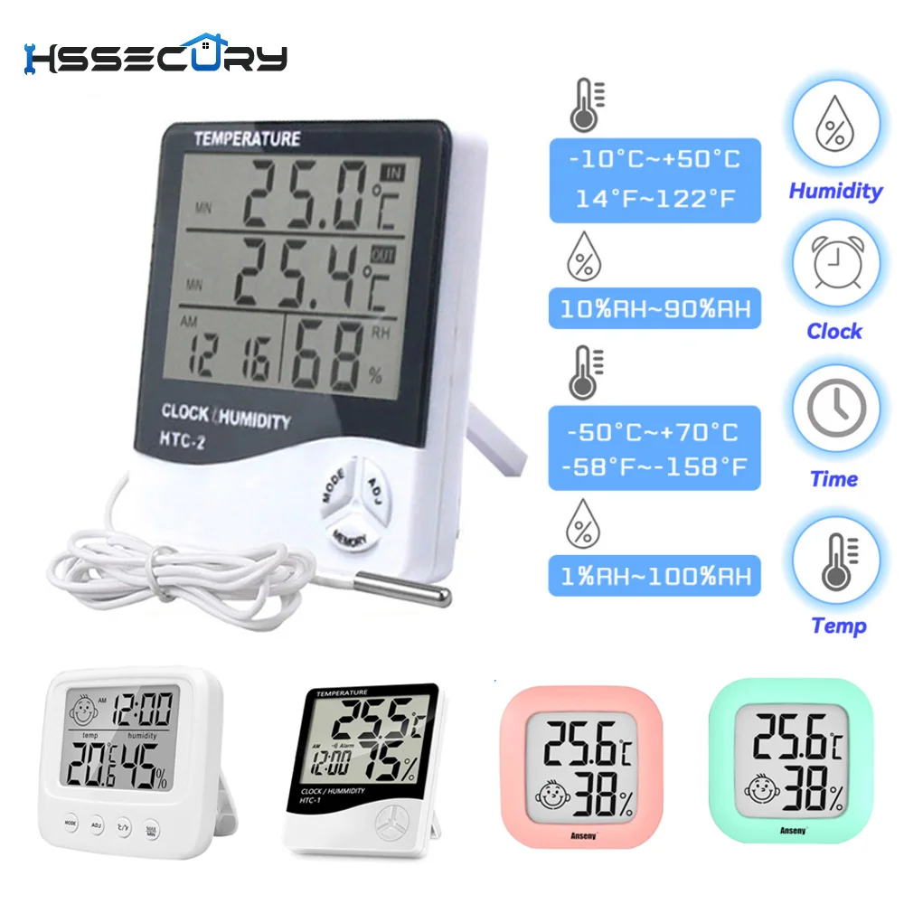 

Электронный цифровой измеритель температуры и влажности с ЖК-дисплеем, метеостанция с гигрометром для дома