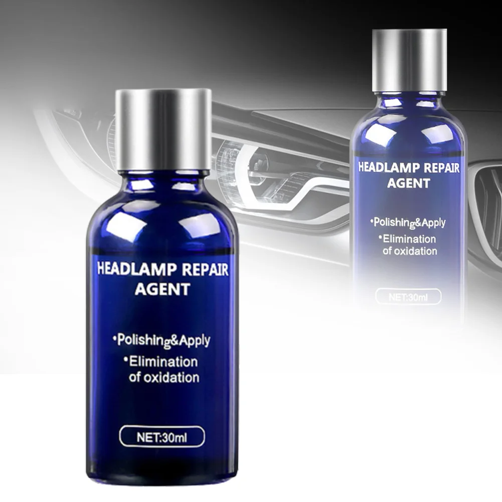 

1 Bottle Of Headlight Repair Agent With Sponge Sandpapers Cloths Automotive Liquid Ceramic Coating 30ml Car Accessories