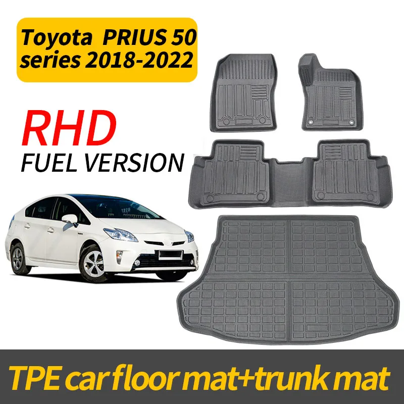 

RHD Car Floor Mats For Toyota PRIUS 50 series 2018-2022 Cargo Trunk Mats Waterproof All-Weather Durable XPE Floor Liners Accesso