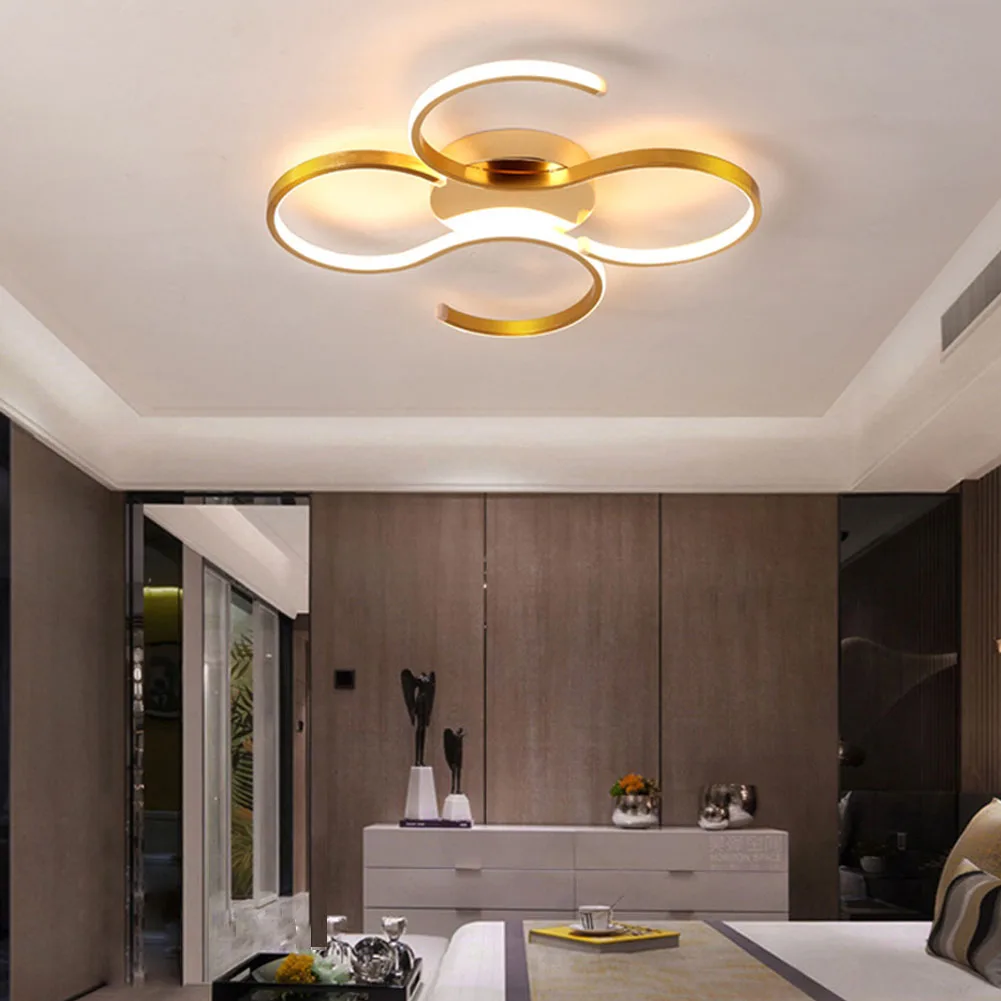 

LED Bedroom Ceiling Light Dimmable Remote Control Ceiling Light Acrylic Chandelier 38W Golden Modern Fashion Living Room Light