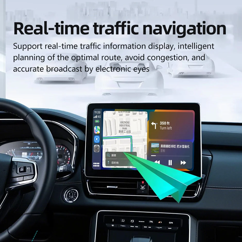 Фото 2 в 1 проводной-беспроводной адаптер CarPlay Plug & Plug с автоматическим подключением преобразует для проводных автомобилей, совместимый с iPhone и Android-черный №5