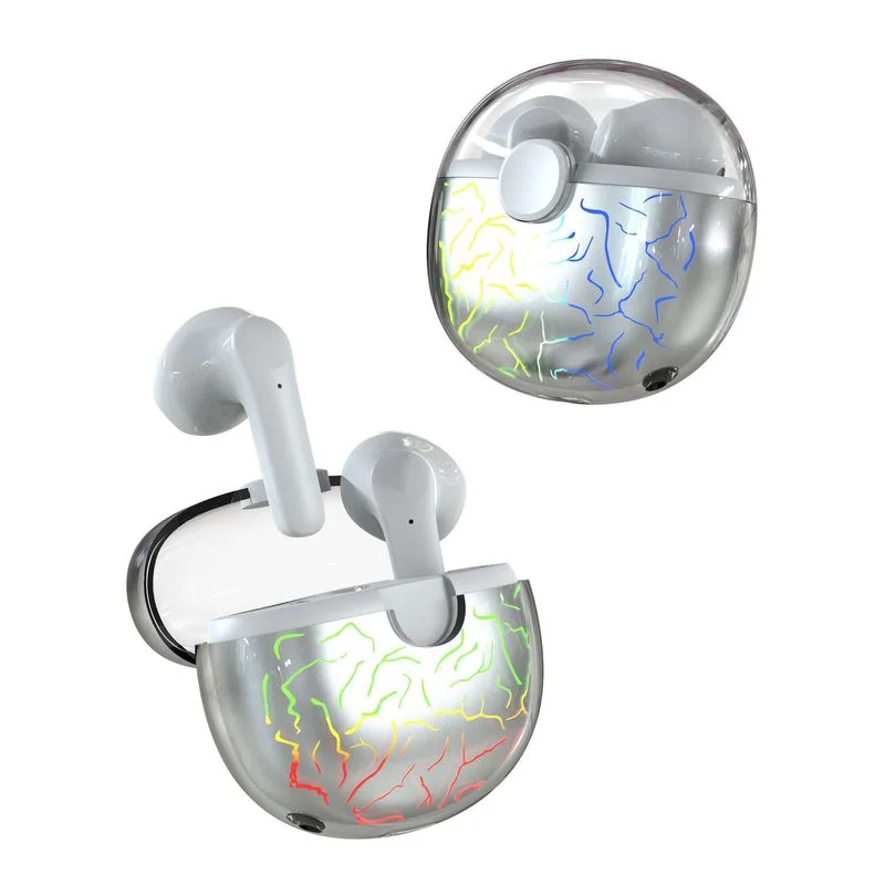 

TWS Bluetooth 5.0 Wireless Semi-In-Ear Sports Game Low Latency Transparent Cover Crack Headphones