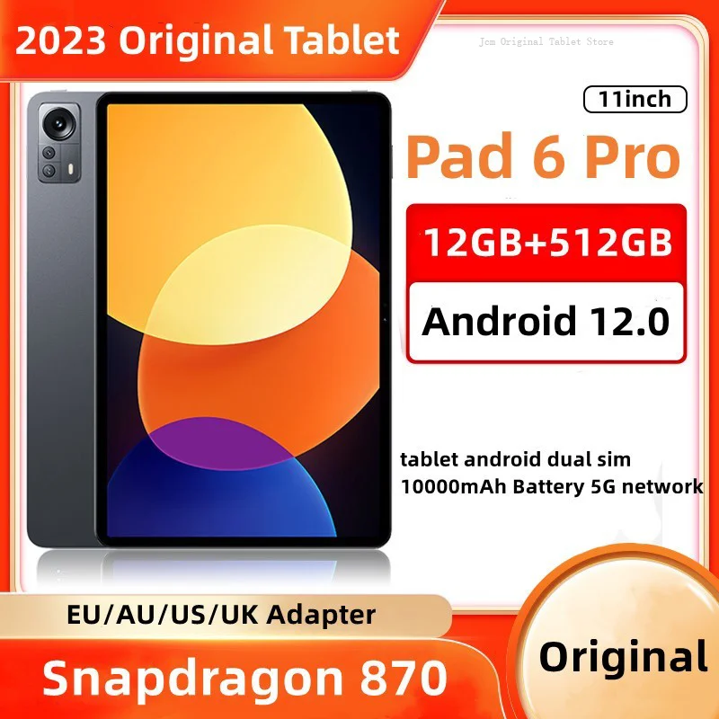 

Global Version Pad 6 Pro Tablet 11 Inch Snapdragon 870 Android 12.0 Tablet 256GB/512GB ROM 5G Network 10000mAh Battery Tablets