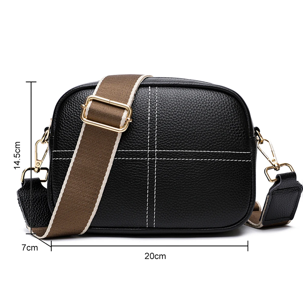 Vintage Crossbody Bags Cowhide Leather Women Sling Crossbody Bag Solid Retro Rhombus Woven Wide Strap Small Zipper Female Purse images - 6