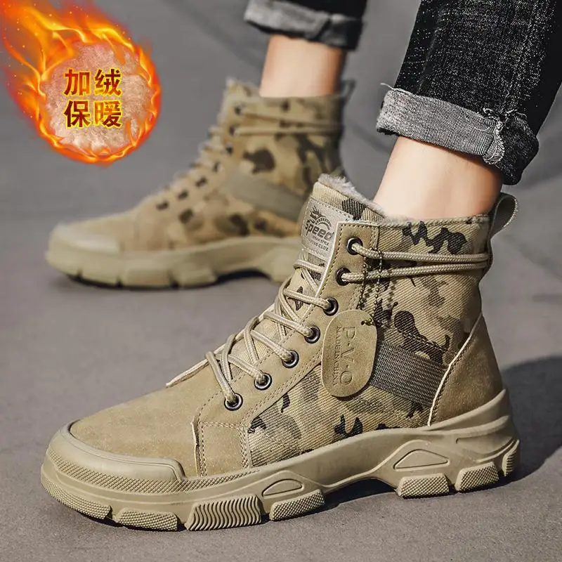 

Men's Shoes 2023 New Winter Velvet Warm Cotton Shoes High-Top Basketball Sports J Putian Sports and Leisure Tide Shoes