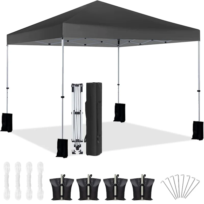 

10'x10' Durable Pop-up Canopy Tent with 4 Weight Sandbags Black