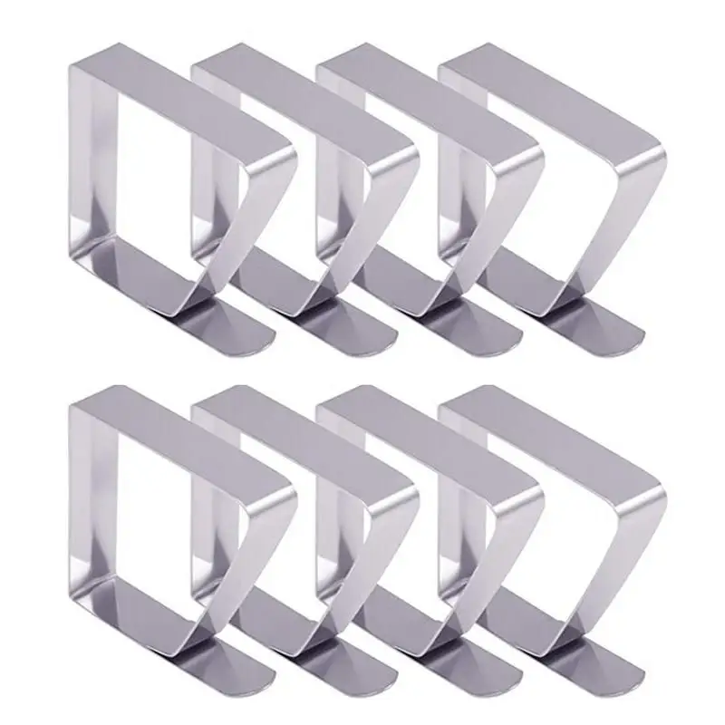 

8pcs Stainless Steel Anti-slip Tablecloth Clamps Outdoor Party Wedding Picnic Supplies Promenade Table Cover Holder Fixing Clips