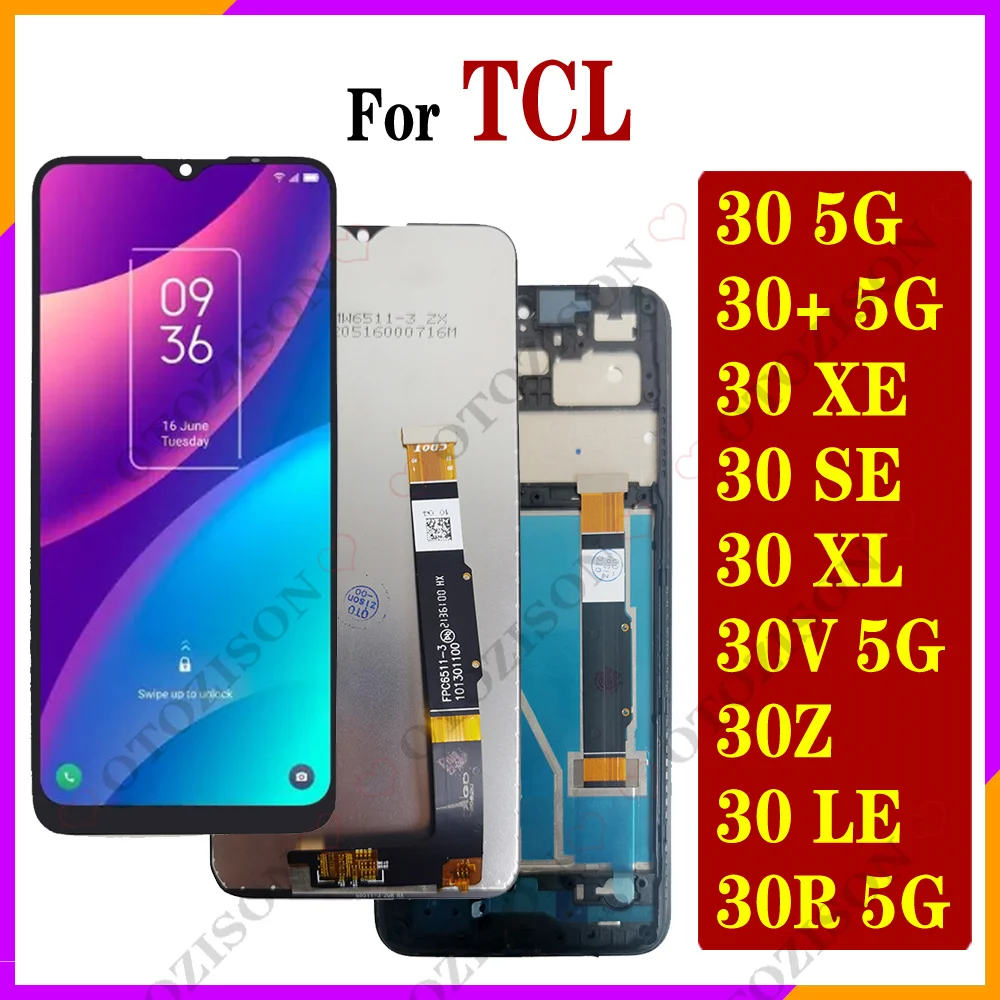 Фото Дисплей для TCL 30 SE XE XL V Z LE R 5G ЖК-дисплей T776H 6165H 6165A T767W T671G T602DL 30R Экран с рамкой и сенсорным дигитайзером в сборе №1
