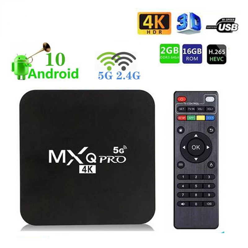

Приставка Смарт-ТВ 4K MXQ Pro, Android 10, Rockchip 3229, 2,4 ГГц, Wi-Fi, 2 + 16 ГБ, четырехъядерный процессор, сетевой медиаплеер