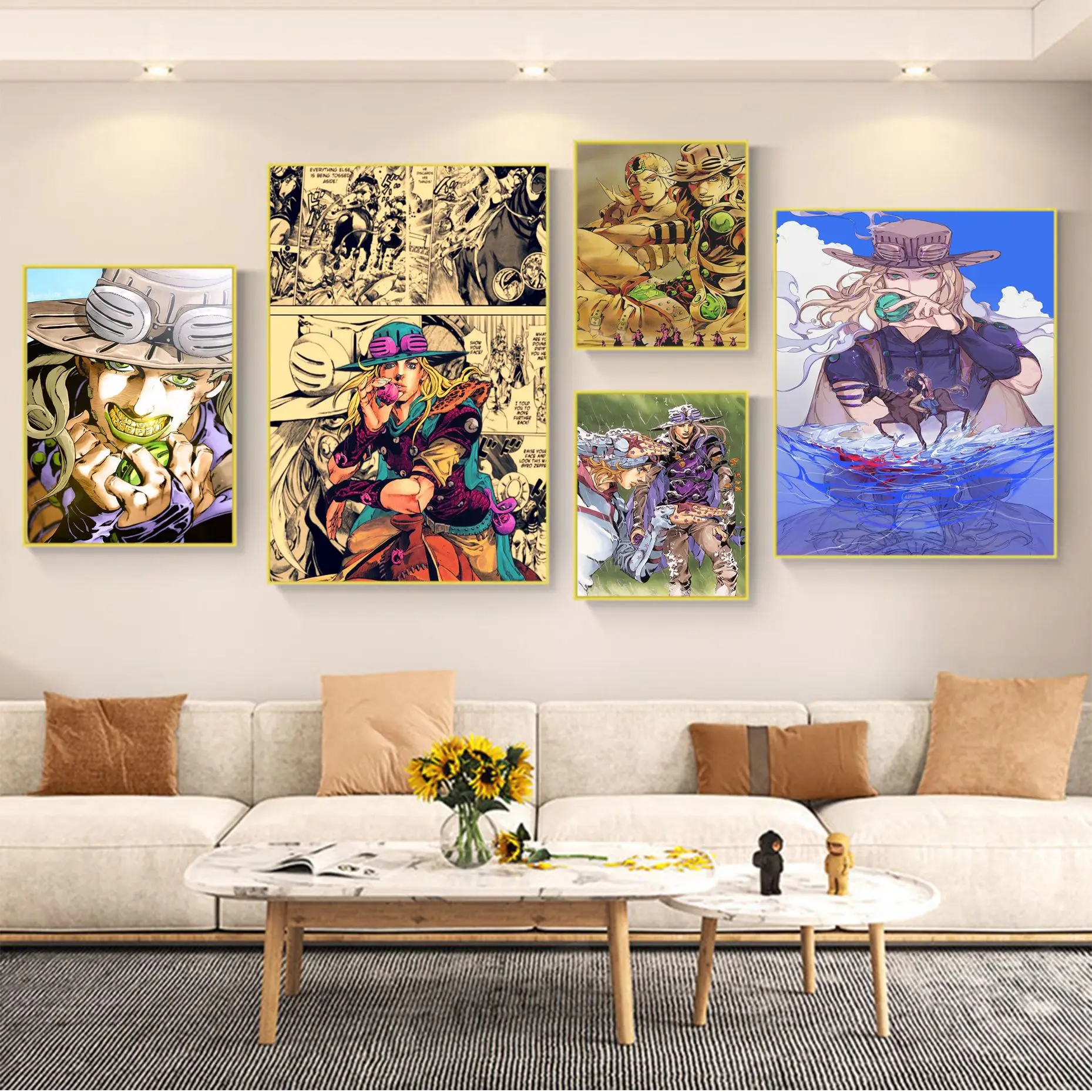 

Gyro Zeppeli Jojo Steel Ball Run Classic Movie Posters Retro Kraft Paper Sticker DIY Room Bar Cafe Home Decor