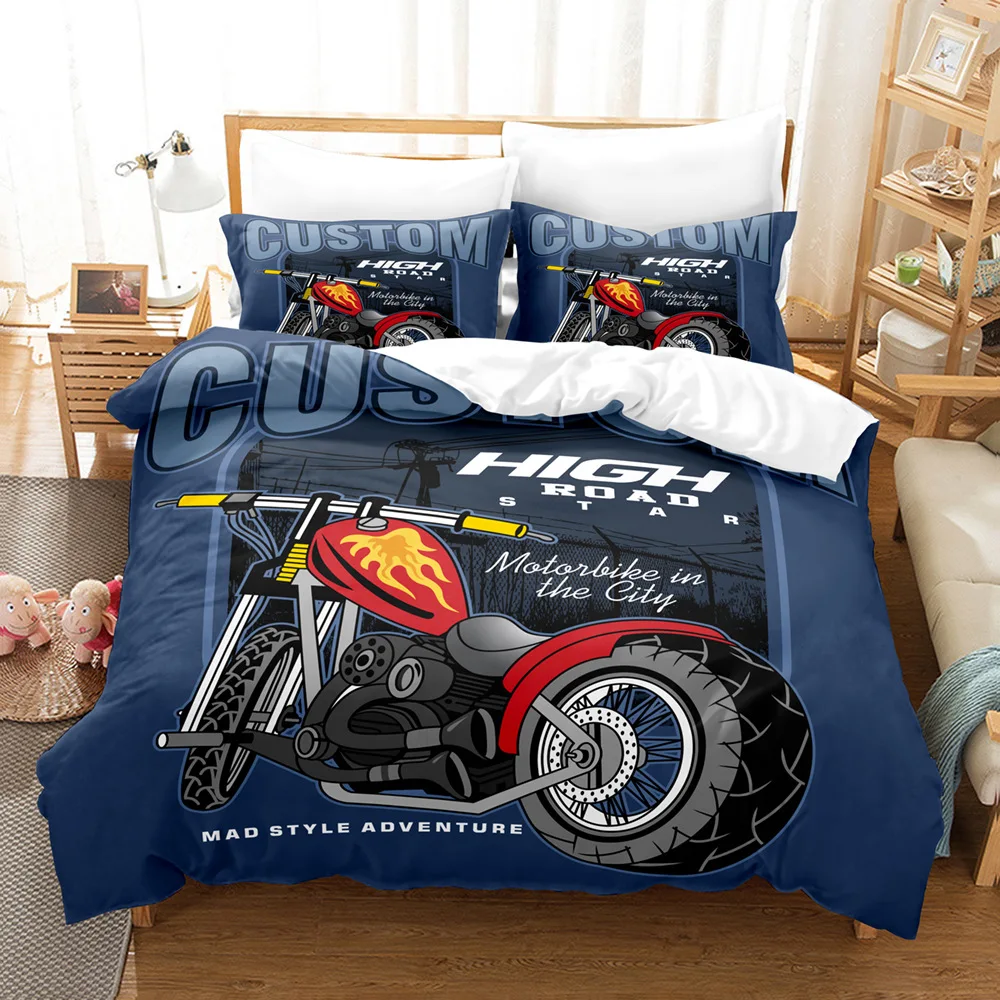 

Motorcycle Duvet Cover Set Dirt Bike Sports Theme for Boy Girl Motocross Racer Polyester Bedding Set King Queen Size Extreme