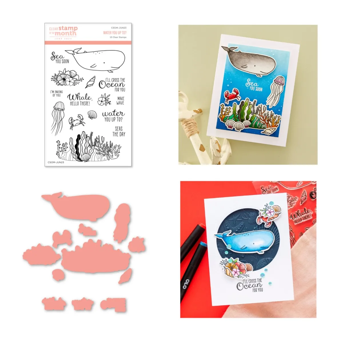 

2023 New Whale Jellyfish Scallop Seaweed Metal Cutting Dies Clear Stamps Scrapbook Diary Decoration Embossing Template DIY Make