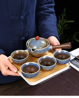 portable travel kung fu tea set home 360 degree automatic rotating teapot and cup set chinese health tea set tea cup set of 6