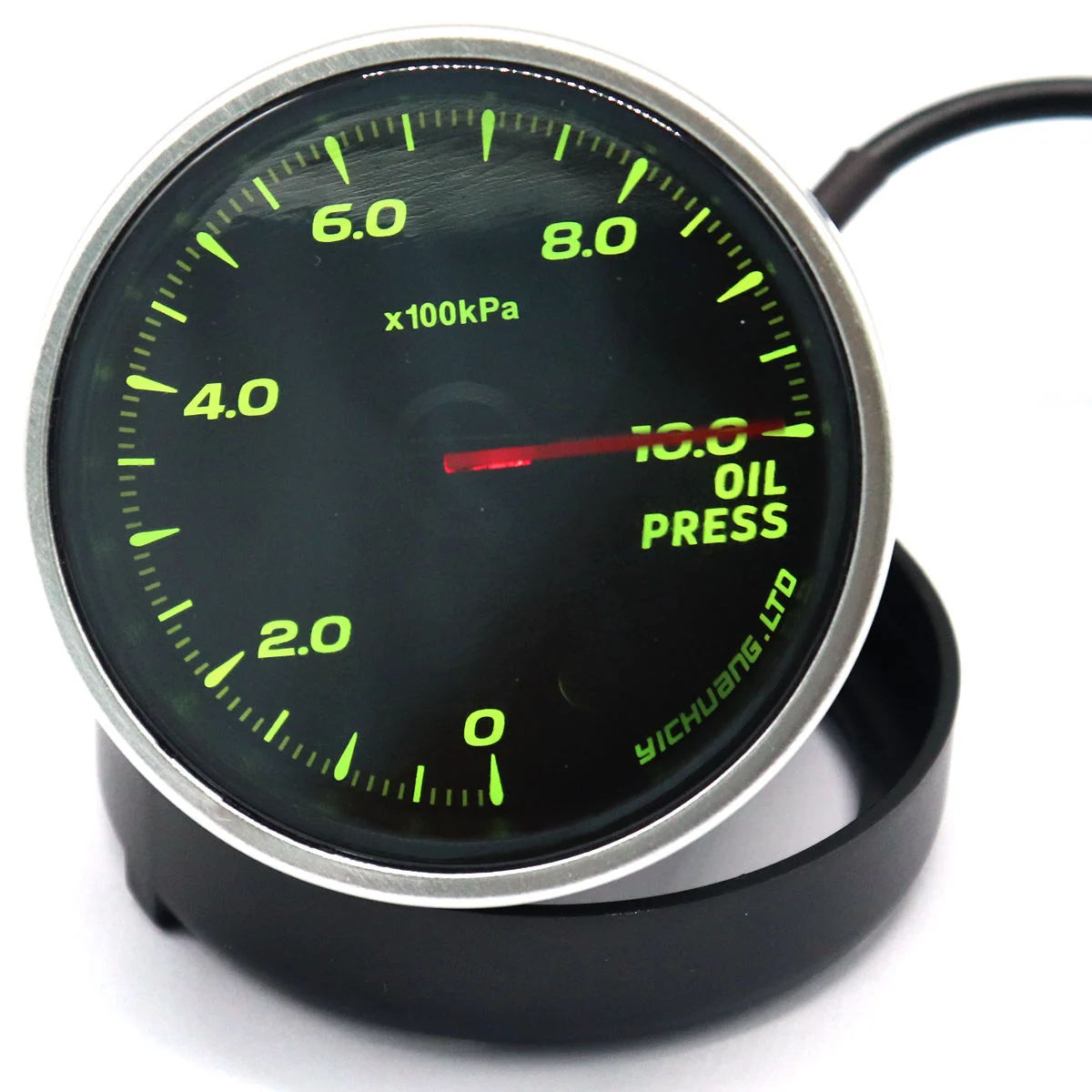 

Modified Car Instrument 12V 60mm 64 Color Backlight Adjustable 10 Oil Pressure Gauge Car Meter with (Black)