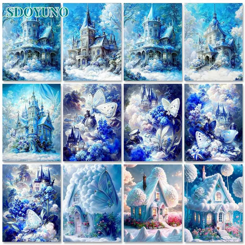 

SDOYUNO Acrylic Paint Painting By Numbers For Adults Winter Castle Framed Picture With Number For Personalized Gift Diy Ideas