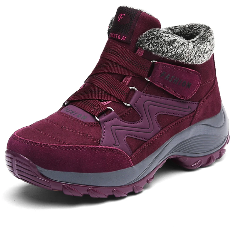 Women Boots Winter Casual Shoes Outdoor Waterproof  Hiking Cotton Shoes Thick Sole Wedge Warm Fur Snow Boots Sports Shoes