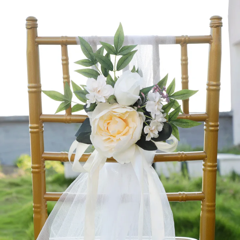 Decoration  For Church Chair Benc H Pew Bows Plastic White F