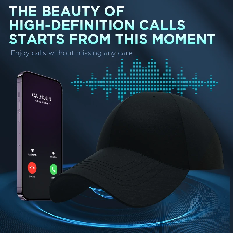 Bluetooth кепка костной проводимости, регулируемая умная Bluetooth-шляпа, беспроводная умная бейсболка для занятий спортом на открытом воздухе, музыкальная бейсболка унисекс с открытым ухом (art.: 3920d36ee32dd) - 3920d36ee32dd