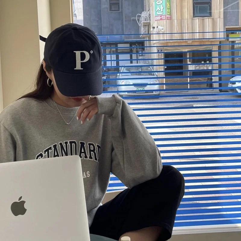 

Korean Letters Embroidery Baseball Caps Unisex Fashion Soft Top Adjustable Ladies Hats Simple Outdoor Sunshade Caps Men