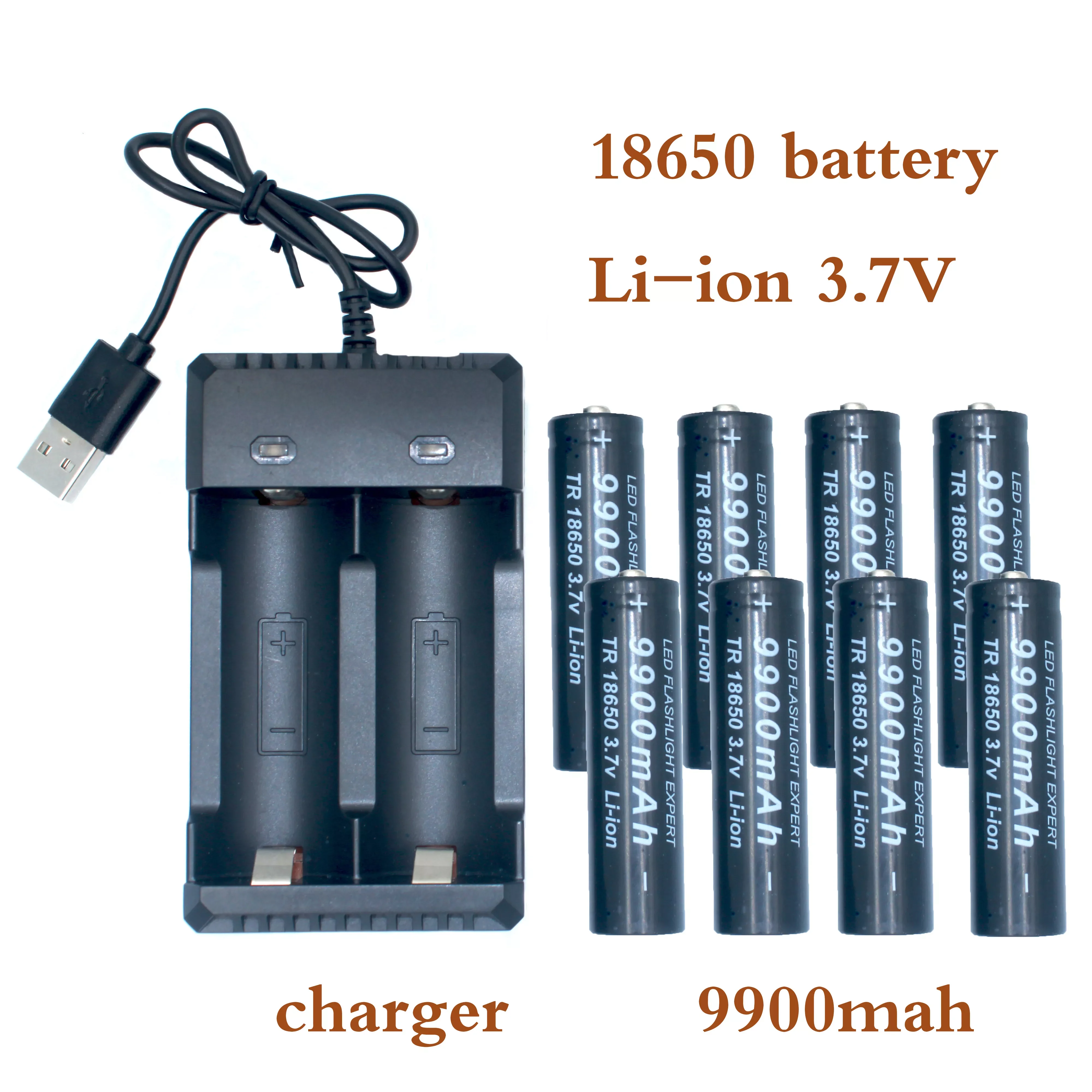 

NEW2023 Li-ion 18650 baterias de litio linterna recargable 3.7v 18650 bateria 9900mah para lalinterna charger USB