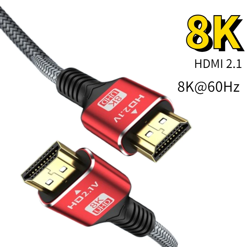 Фото 8K HDMI-совместимый кабель 2.1, высокоскоростной динамический HDR, 48 Гбит/с, 8K/60 Гц, 4K/120 Гц, UHD видеокабель сверхвысокой четкости для HDTV №1