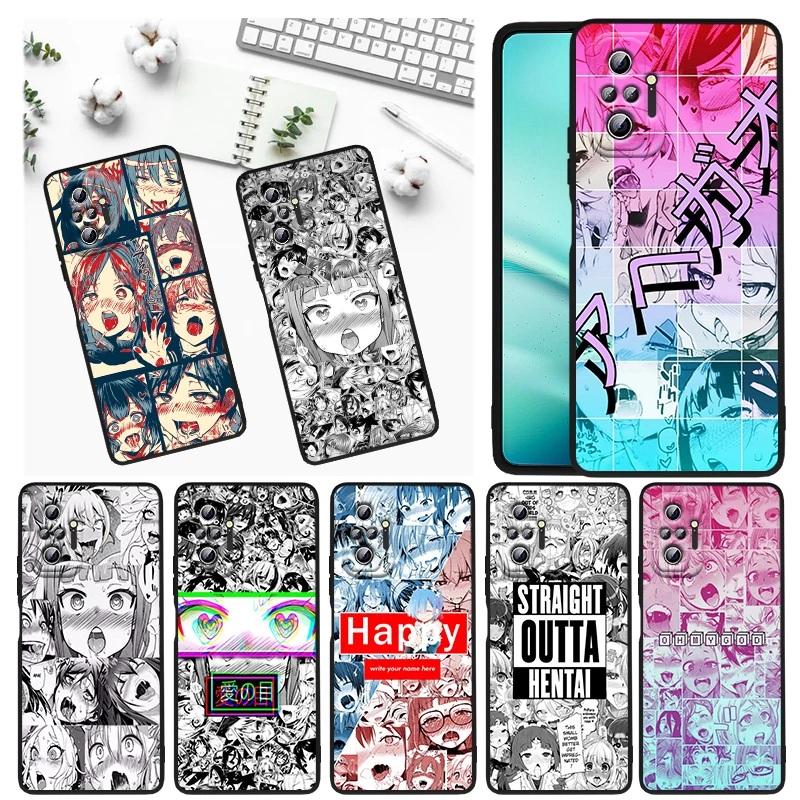 

ahegao manga girl Phone Case For Xiaomi Redmi Note 11E 11S 11 11T 10 10S 9 9T 9S 8 8T Pro Plus 5G 7 5 Black FUndas
