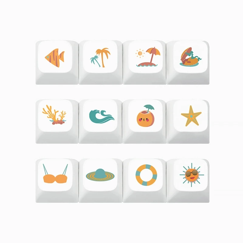 

12-кнопочный краситель, сублимация PBT Keycap XDA, высокий морской пляж для механического Keyoard B2RC