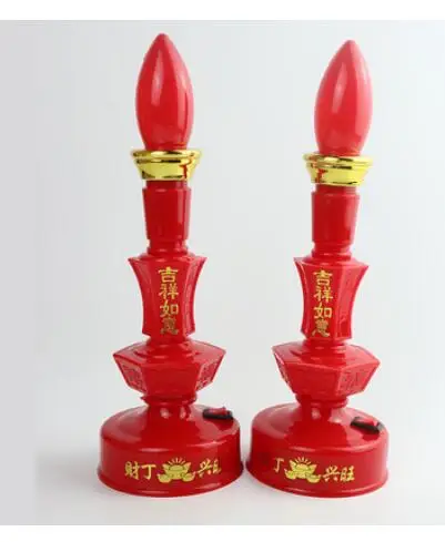 6 inch red battery LED plutocratic lamp electronic candle god wealth offered Buddha to turn off public lamp sacr home decoration