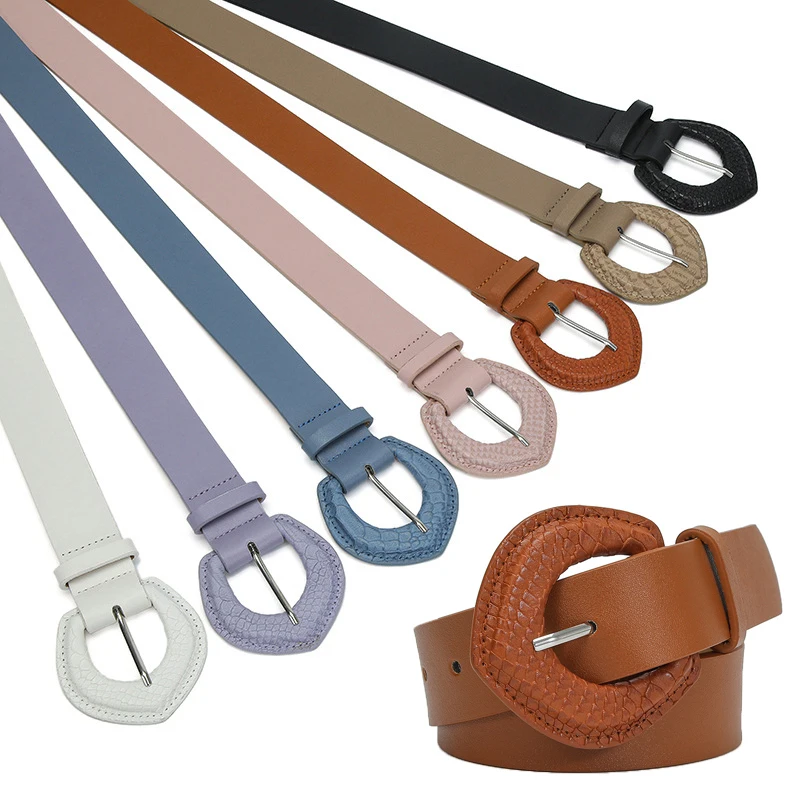 

Fashion PU leather Belts For Women Snake Leather Pin Buckle Jeans Belt Luxury Designer Trousers Belts For women Waistband 109cm