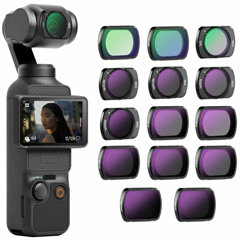 Фото Комплект магнитных УФ-фильтров для DJI OSMO POKET 3/4: УФ, CPL, ND8/16/32, NDPL, черный мягкий фильтр, набор для объектива камеры, аксессуары для дронов №1