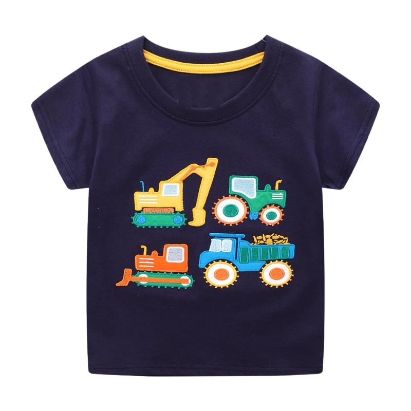 

Little maven Baby Boys T-shirt Summer Cotton Clothes Excavator Cartoon Tops Soft and Comfort for Children Wear 2-7 year