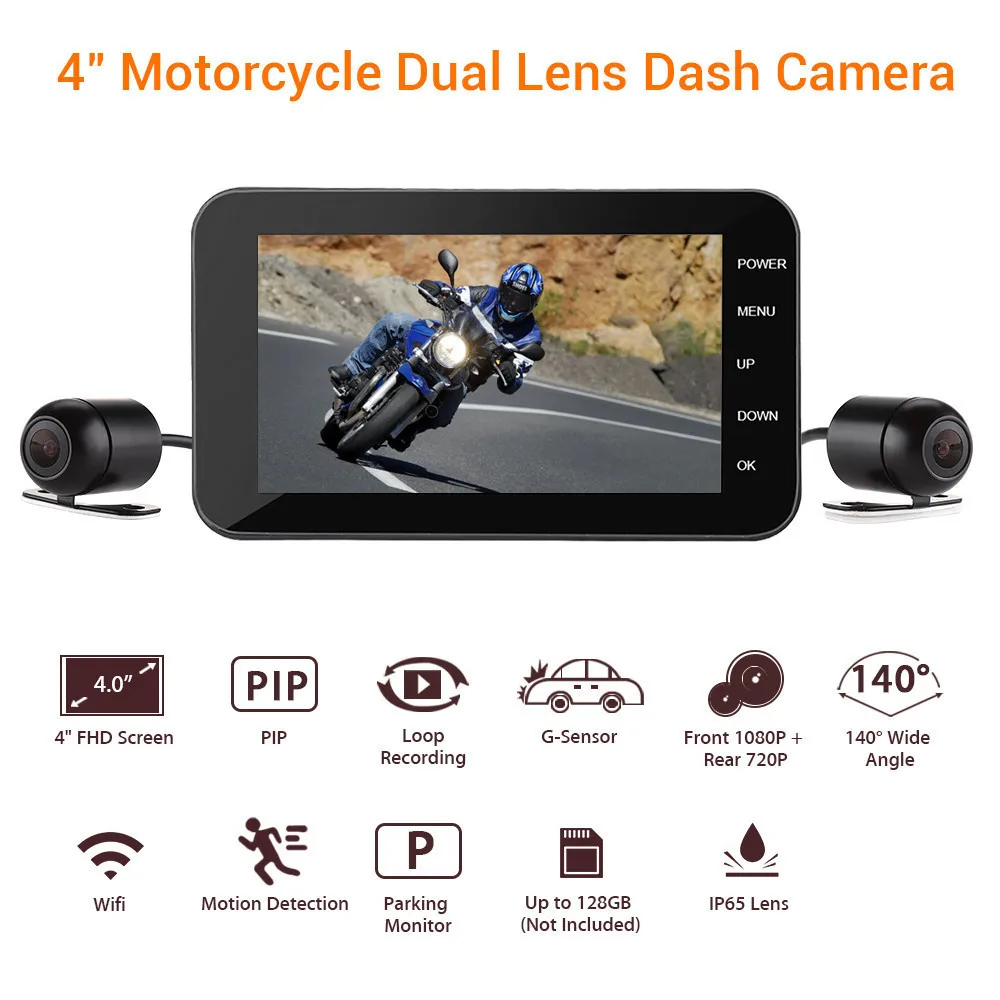 MT0003 WIFI Motorcycle DVR Dashcam 4.0